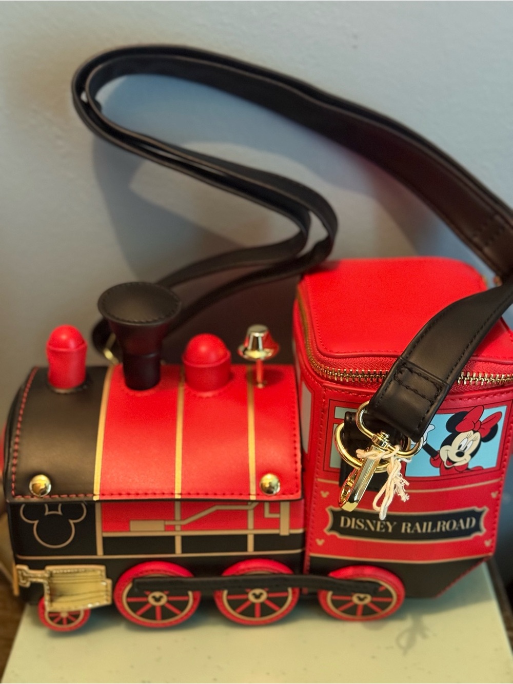 Loungefly Red and Black Mini Crossbody Bag with Gold Plate
